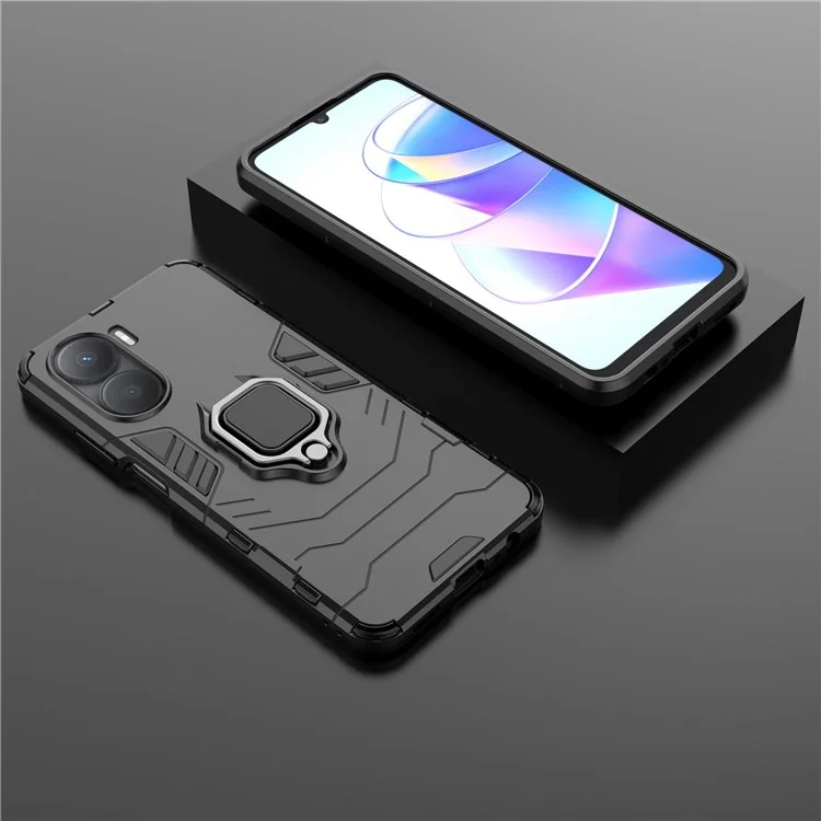 Для Чести Play 40 Plus 5G Держатель Кольца Kickstend Cash Case Hard PC+Soft Tpu-устойчивый - Черный