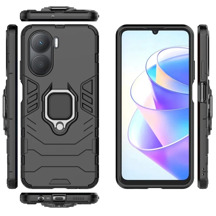 Для Чести Play 40 Plus 5G Держатель Кольца Kickstend Cash Case Hard PC+Soft Tpu-устойчивый - Черный