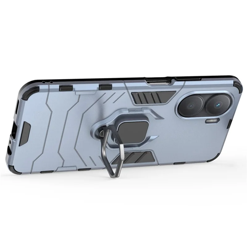For Honor Play 40 Plus 5G Ring Holder Kickstand Phone Case Hard PC+Soft TPU Scratch-resistant Protective Back Cover - Blue