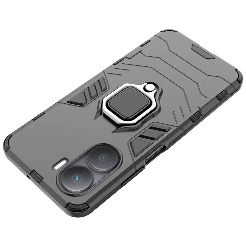 For Honor Play 40 Plus 5G Ring Holder Kickstand Phone Case Hard PC+Soft TPU Scratch-resistant Protective Back Cover - Blue