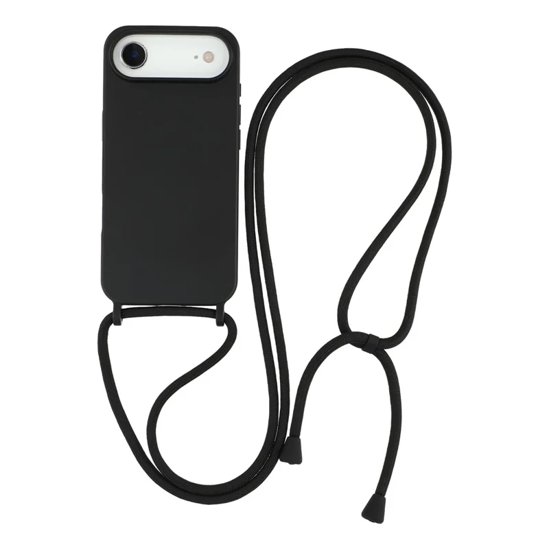 Capa de Telemóvel de Silicone Líquido para iPhone Air com Alça Transversal - Preto