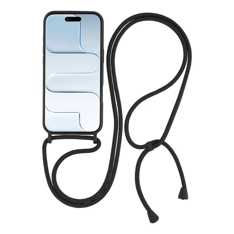 Capa de Telemóvel de Silicone Líquido para iPhone Air com Alça Transversal - Preto