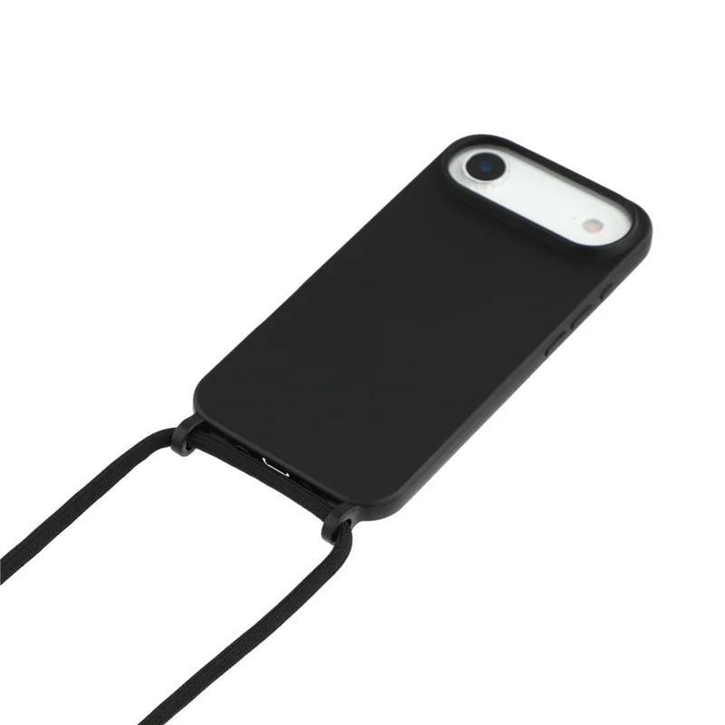 Capa de Telemóvel de Silicone Líquido para iPhone Air com Alça Transversal - Preto