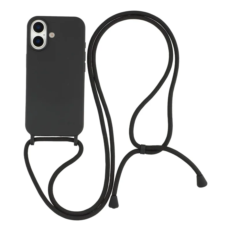 För iPhone 17 skal i flytande silikon Skyddande mobilskal med tvärgående snöre - Svart