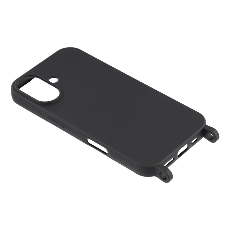 Til iPhone 16 Skåle i Flydende Silikone Beskyttende Telefondæksel med Skråt Vognbælte - Sort