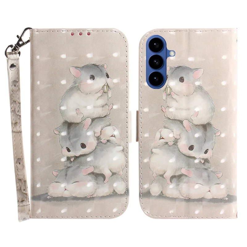 Funda para Samsung Galaxy S26+ con Impresión de Diseño, Funda Cartera de Cuero con Correa de Muñeca - Ardillas Apiladas