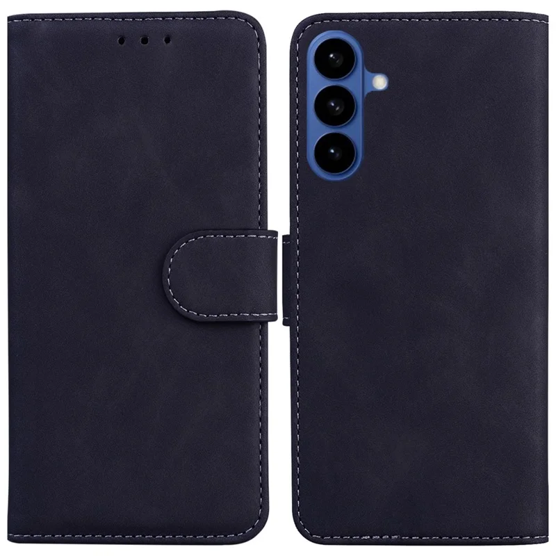 Funda para Samsung Galaxy S26+ Funda tipo cartera de cuero color sólido - Negro