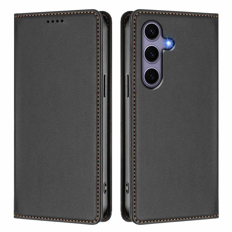 Compra al por mayor para carcasa de cuero para Samsung Galaxy S25 / S24 con cierre magnético, protección RFID, funda cartera - Negro