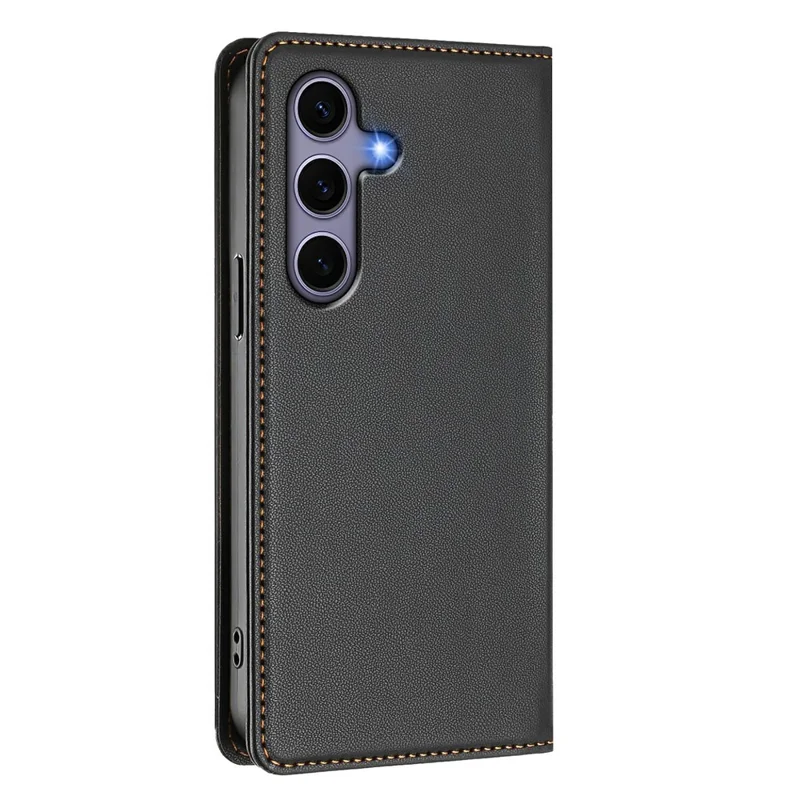 Compra al por mayor para carcasa de cuero para Samsung Galaxy S25 / S24 con cierre magnético, protección RFID, funda cartera - Negro