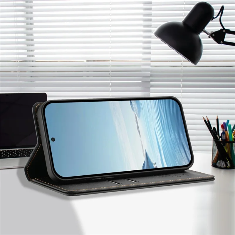 Compra al por mayor de funda de cuero para Samsung Galaxy S25 Ultra con cierre magnético, protección RFID, cartera y tapa para teléfono - Negro