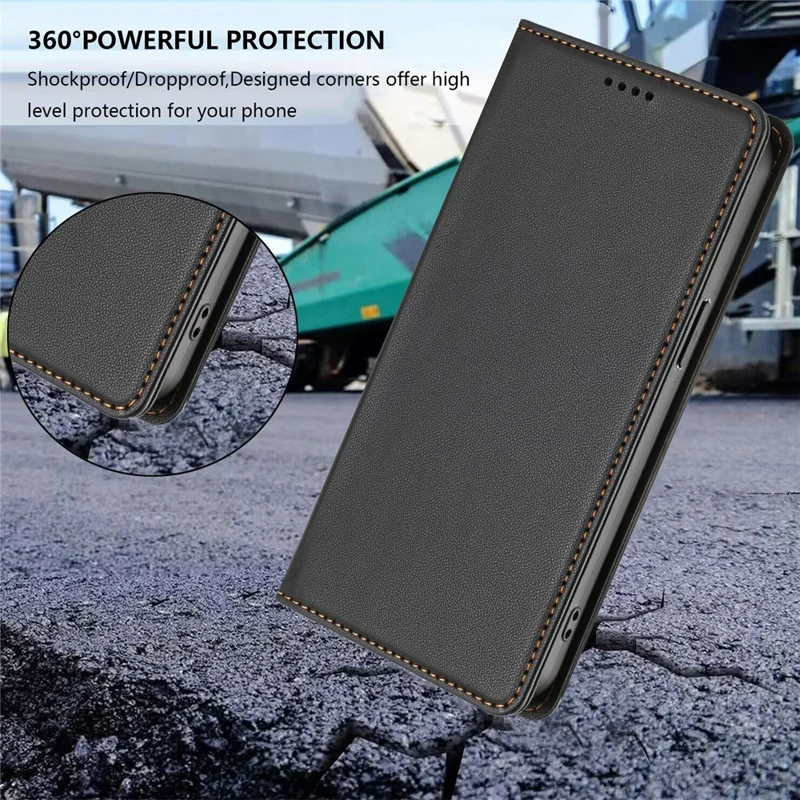 Compra al por mayor de funda de cuero para Samsung Galaxy S25 Ultra con cierre magnético, protección RFID, cartera y tapa para teléfono - Negro