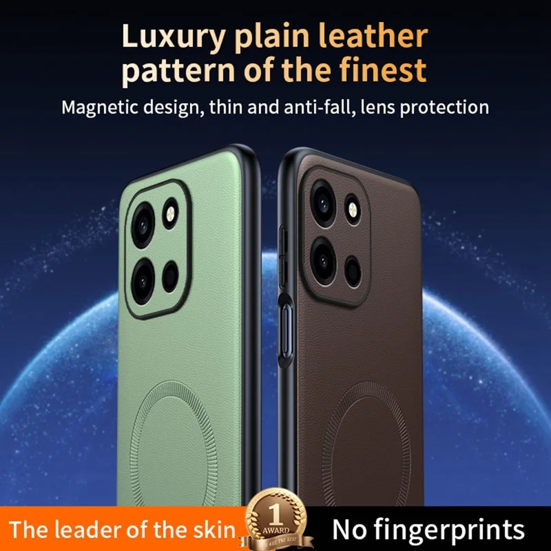 For OnePlus Turbo 6 5G Magnetic Case Leather Coated TPU + PC Phone Cover - Black