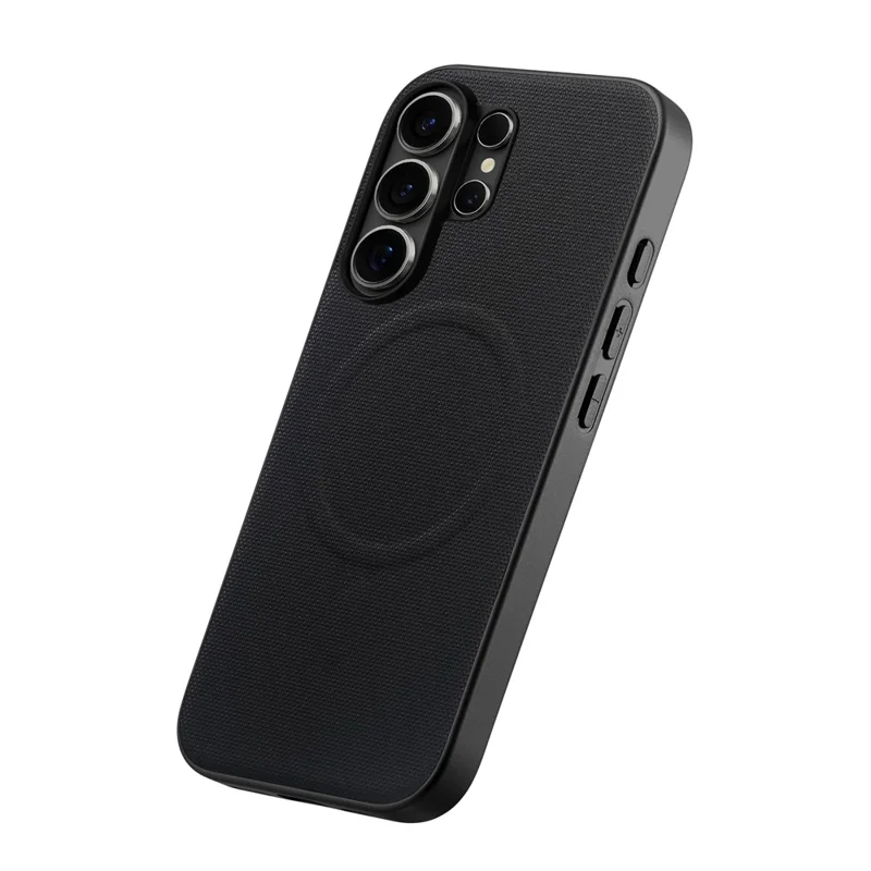 For Samsung Galaxy S26 Ultra Magnetic Case Fine Grid Texture Leather + PC + TPU Phone Cover - Black