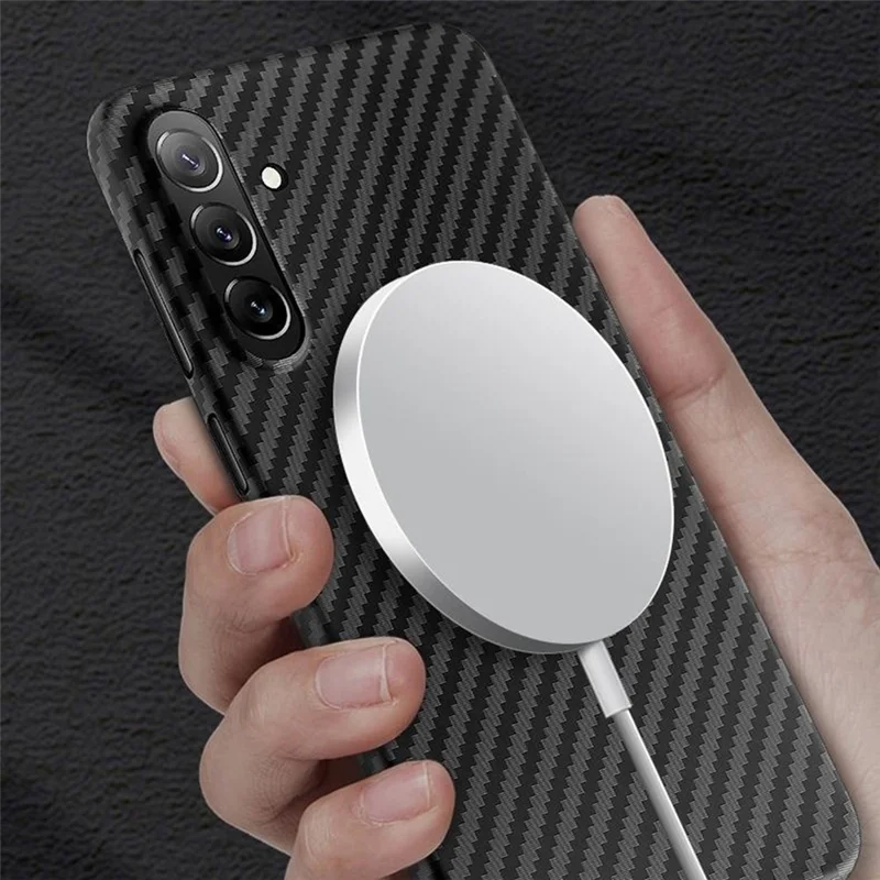 X-LEVEL For Samsung Galaxy S26+ Magnetic Case Carbon Fiber Texture Ultra-Thin PC Hard Phone Cover - Black