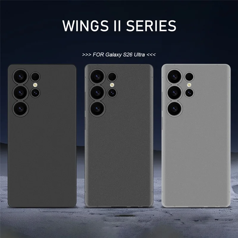 X-LEVEL Wings II Series For Samsung Galaxy S26 Ultra Case Hard PP Matte Phone Cover 0.18mm Ultra-Thin - Transparent Black