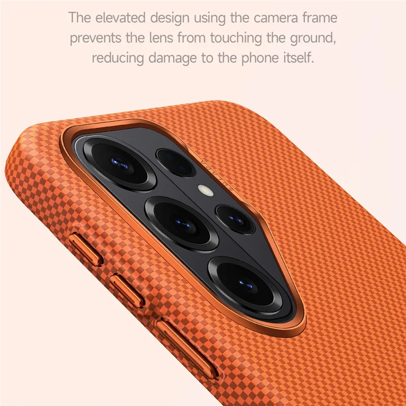 SULADA For Samsung Galaxy S26 Ultra Protective Case Kevlar Grid Textured Anti Fingerprint PC Phone Cover - Orange