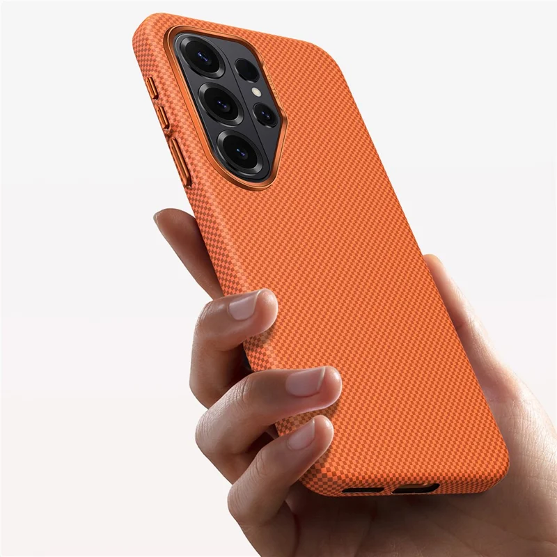 SULADA pour Samsung Galaxy S26 Ultra étui de protection magnétique avec texture en grille antidérapante en PC - Orange