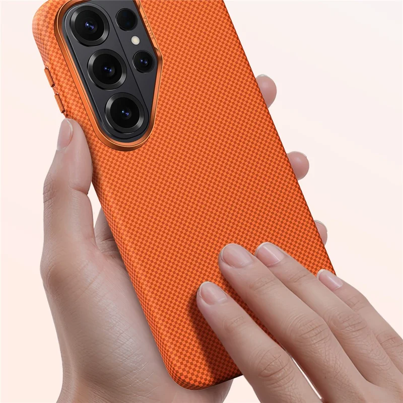 SULADA pour Samsung Galaxy S26 Ultra étui de protection magnétique avec texture en grille antidérapante en PC - Orange