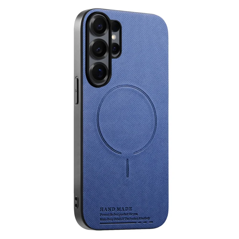 For Samsung Galaxy S25 Ultra Magnetic Case Cloth Texture PC + TPU + PU Leather Anti-Scratch Phone Cover - Blue
