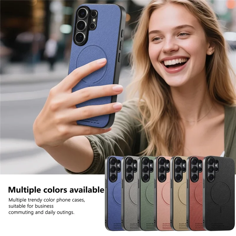 For Samsung Galaxy S25 Ultra Magnetic Case Cloth Texture PC + TPU + PU Leather Anti-Scratch Phone Cover - Blue