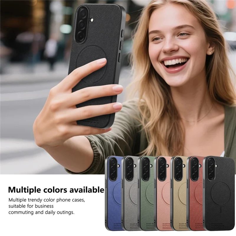 For Samsung Galaxy S26 Magnetic Case Cloth Texture PC + TPU + PU Leather Anti-Scratch Phone Cover - Black