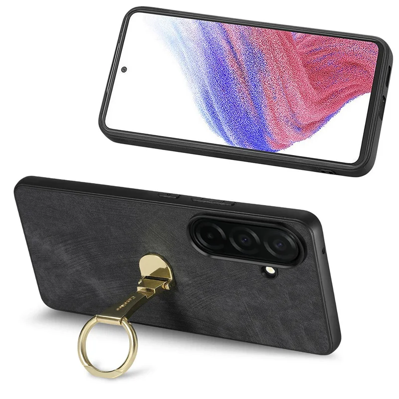 CASENEO D22 Custodia per Samsung Galaxy S26 con Supporto a Cavalletto Pieghevole, Cover Posteriore in Pelle Stile Retrò - Nero