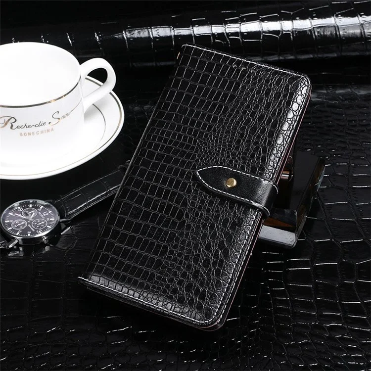 IDEWEI For Alcatel 1B (2022) Crocodile Texture PU Leather Phone Case Stand Wallet Magnetic Clasp Cover - Black