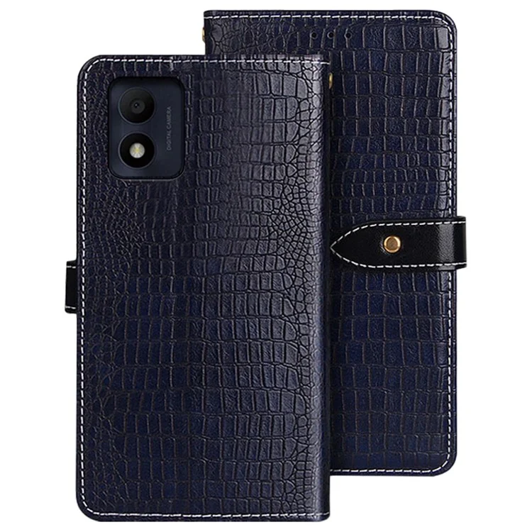 IDEWEI For Alcatel 1B (2022) Crocodile Texture PU Leather Phone Case Stand Wallet Magnetic Clasp Cover - Blue