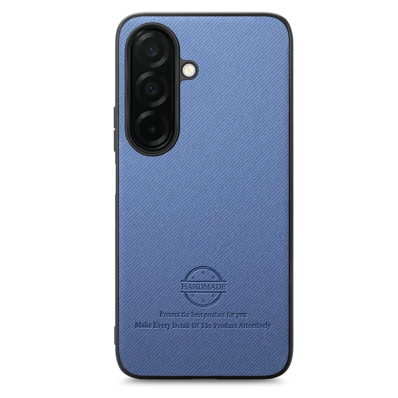 For Samsung Galaxy S26 Case Leather Phone Back Cover with Cloth Texture - Blue