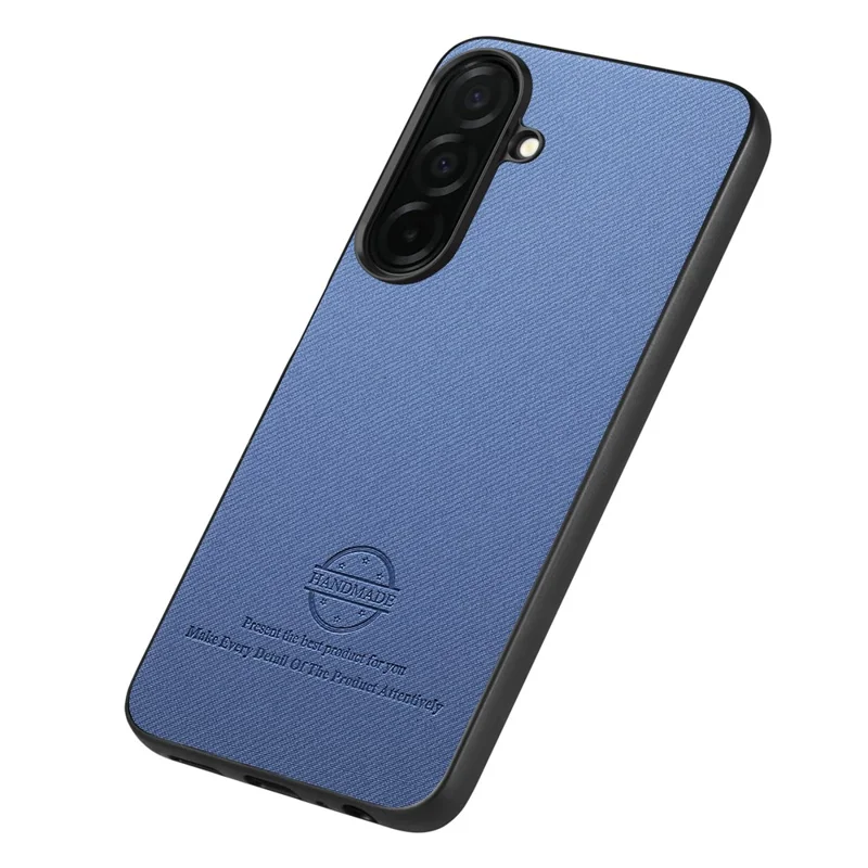 For Samsung Galaxy S26 Case Leather Phone Back Cover with Cloth Texture - Blue