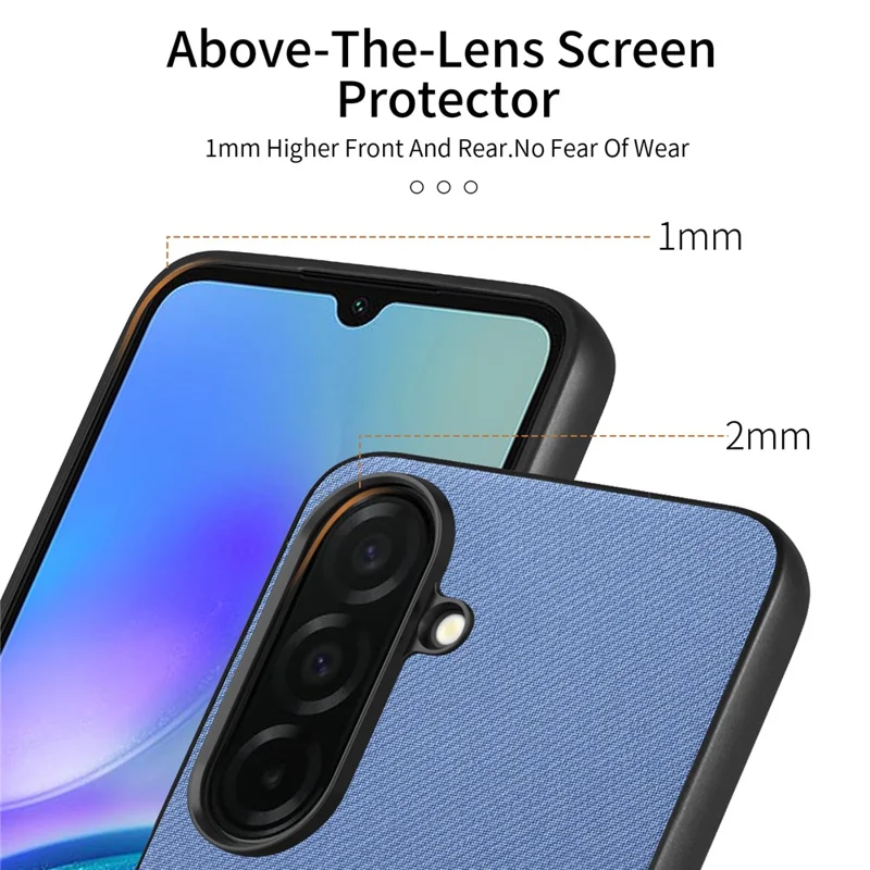 For Samsung Galaxy S26 Case Leather Phone Back Cover with Cloth Texture - Blue