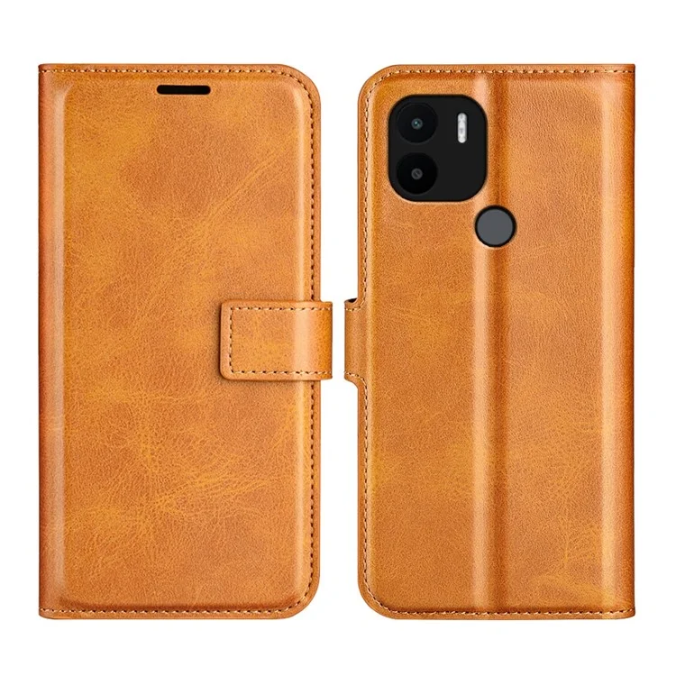 Für Xiaomi Redmi A1+ 4G Kalbtextur Folio Flip PU Leder Hülle Square Magnetic Clasp -schockdelefonabdeckung Mit Ständer Brieftasche - Gelb