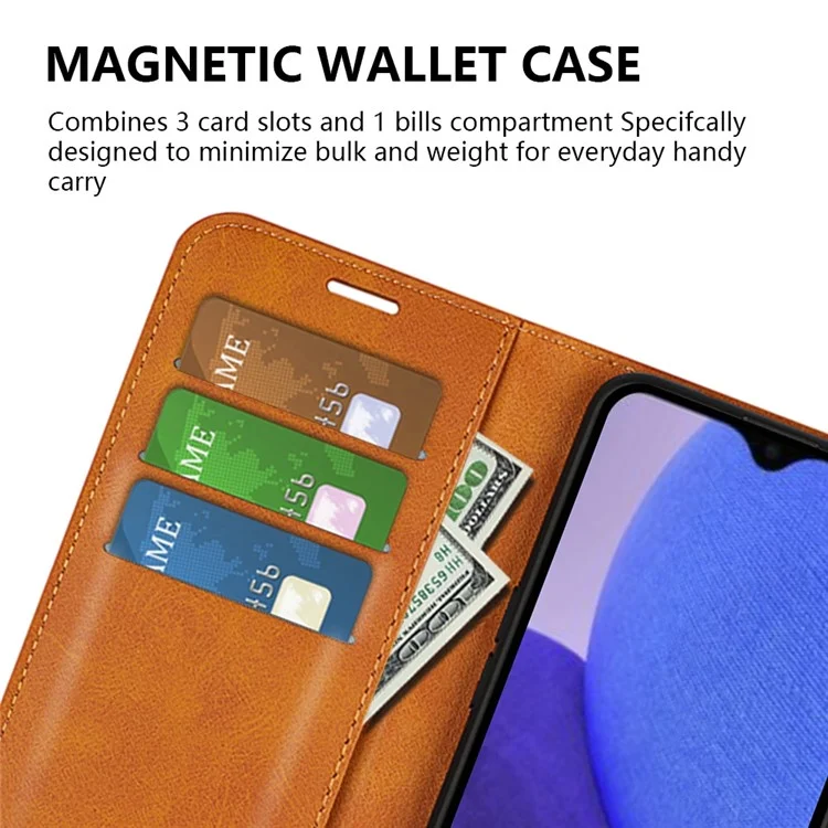 Für Xiaomi Redmi A1+ 4G Kalbtextur Folio Flip PU Leder Hülle Square Magnetic Clasp -schockdelefonabdeckung Mit Ständer Brieftasche - Gelb
