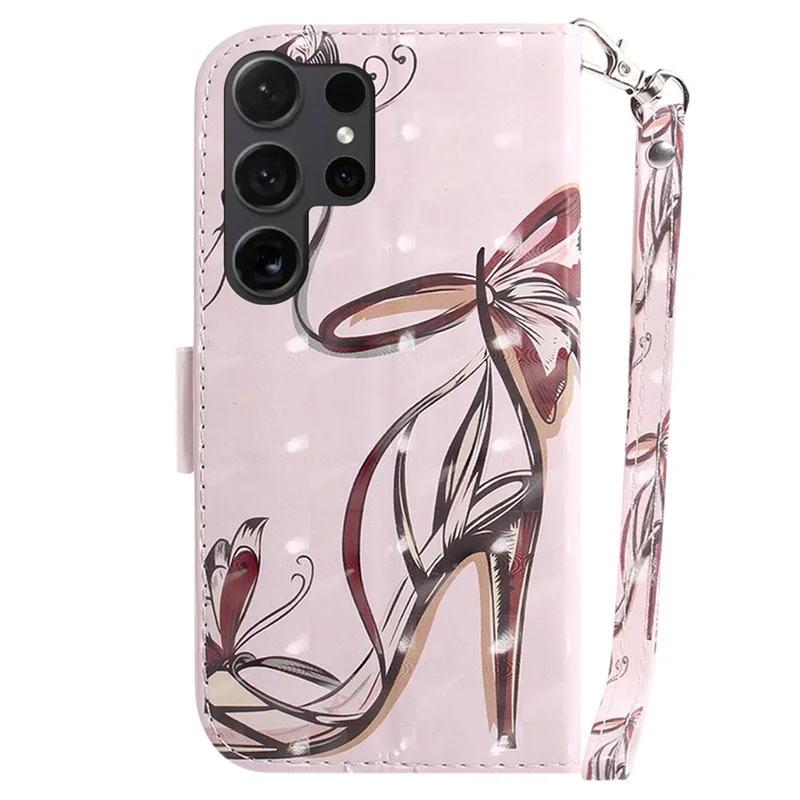 Funda para Samsung Galaxy S26 Ultra con Impresión de Diseño, Funda Cartera de Cuero con Correa de Muñeca - Mariposas y Tacones Altos
