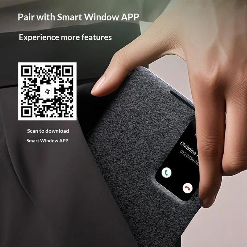 QIALINO For Samsung Galaxy S26 Ultra Case View Window Genuine Cow Leather Flip Phone Cover (APP Version) - Black