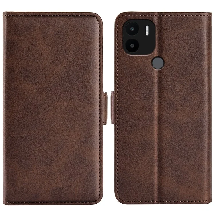Per Xiaomi Redmi A1+ 4G Case Texture Stand Case PU in Pelle Dual Magnetic Class Copertura Per il Telefono a Prova di Goccia - Marrone