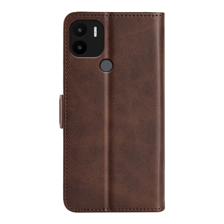 Per Xiaomi Redmi A1+ 4G Case Texture Stand Case PU in Pelle Dual Magnetic Class Copertura Per il Telefono a Prova di Goccia - Marrone