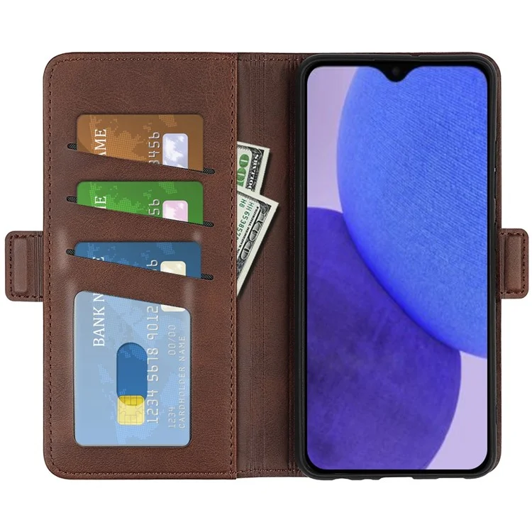 Per Xiaomi Redmi A1+ 4G Case Texture Stand Case PU in Pelle Dual Magnetic Class Copertura Per il Telefono a Prova di Goccia - Marrone