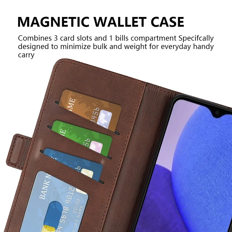 Per Xiaomi Redmi A1+ 4G Case Texture Stand Case PU in Pelle Dual Magnetic Class Copertura Per il Telefono a Prova di Goccia - Marrone