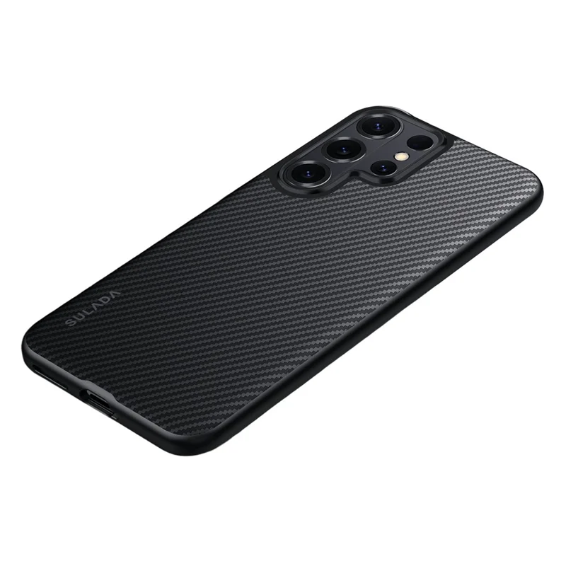 SULADA For Samsung Galaxy S26 Ultra Magnetic Case Metal Lens Frame PU+TPU Phone Cover - Black