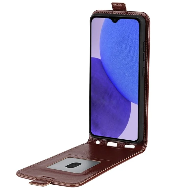 Para Xiaomi Redmi A1+ 4G PU Cuero Vertical Flip Case de Teléfono Crazy Horse Texture Tarjeta Tapa Anti-drop Cubierta - Marrón