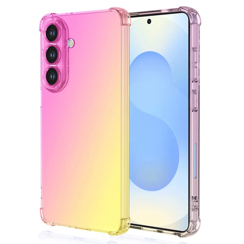 Coque pour Samsung Galaxy S26+ à dégradé de couleurs, housse anti-chute en TPU - Rose / Or