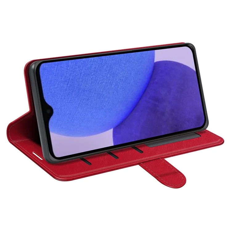 Für Xiaomi Redmi A1+ 4G PU Leder Ständer Folio Flip Phone Hülle Crazy Horse Textur Magnetic -verschluss Brieftaschenabdeckung - Rot
