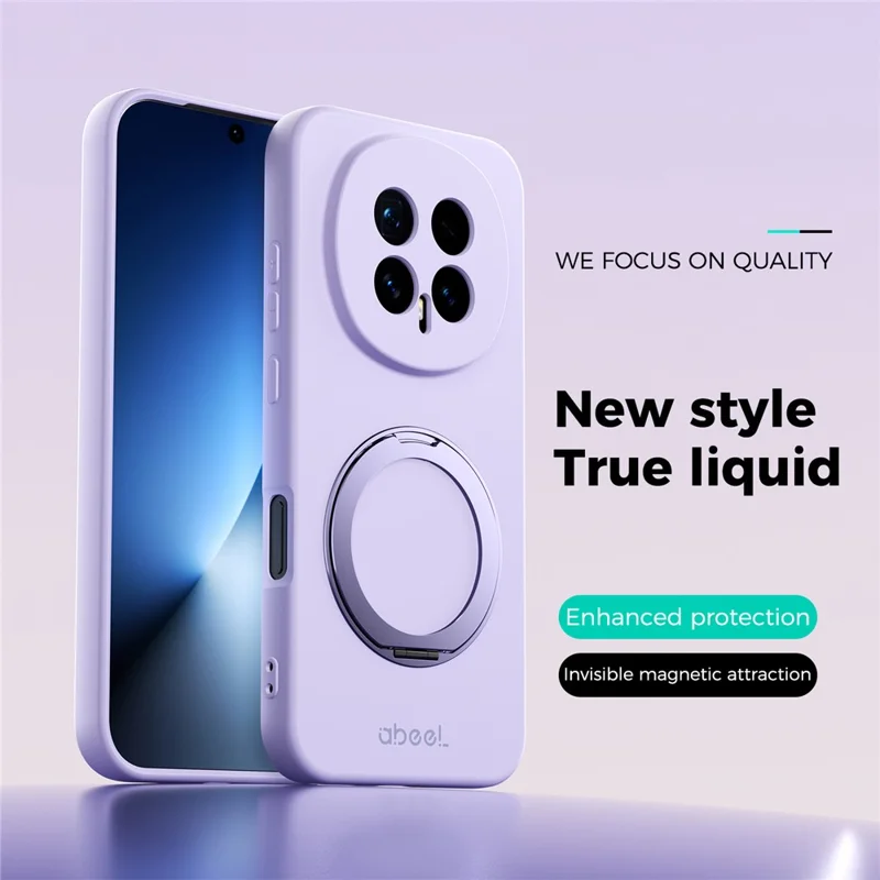 ABEEL til Honor Magic8 5G Magnetisk Hylse med Ståbøjle, Softtouch Væske-silikon Telefonbeskyttelse - Lilla