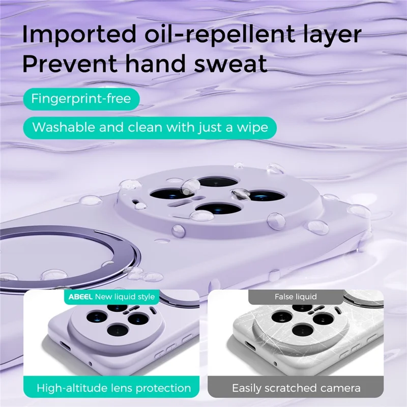 ABEEL til Honor Magic8 5G Magnetisk Hylse med Ståbøjle, Softtouch Væske-silikon Telefonbeskyttelse - Lilla