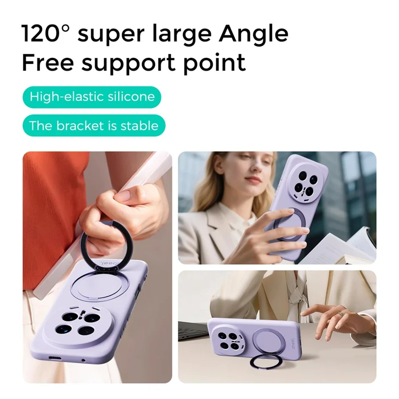 ABEEL til Honor Magic8 5G Magnetisk Hylse med Ståbøjle, Softtouch Væske-silikon Telefonbeskyttelse - Lilla