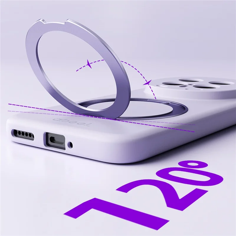 ABEEL For Honor Magic8 Pro 5G Magnetic Case Kickstand Skin Touch Liquid Silicone Phone Cover - Purple