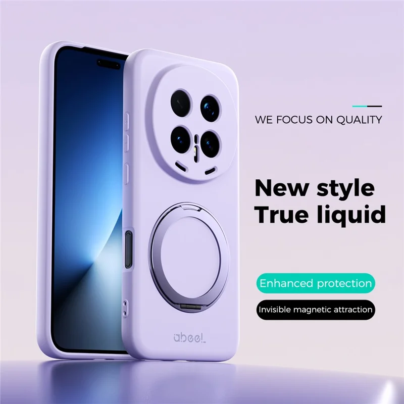 ABEEL For Honor Magic8 Pro 5G Magnetic Case Kickstand Skin Touch Liquid Silicone Phone Cover - Purple