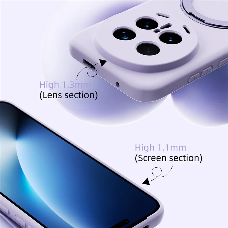 ABEEL For Honor Magic8 Pro 5G Magnetic Case Kickstand Skin Touch Liquid Silicone Phone Cover - Purple