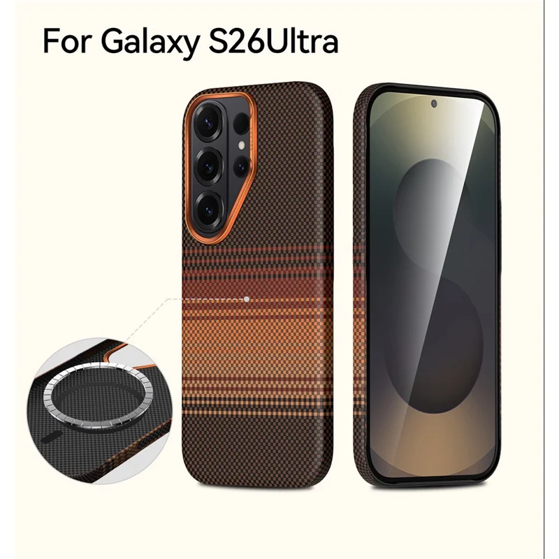 SULADA Для Samsung Galaxy S26 Ultra Магнитный Чехол Жесткий PC Антицарапиновый Чехол для Телефона - Оранжевый Закат